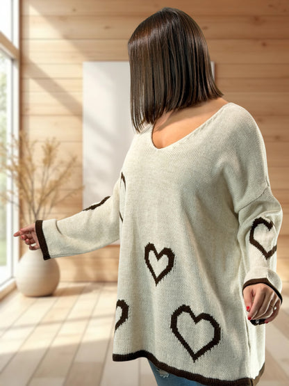 VALENTIN - PULL OVERSIZE BEIGE JUSQU'A LA TAILLE 52/54