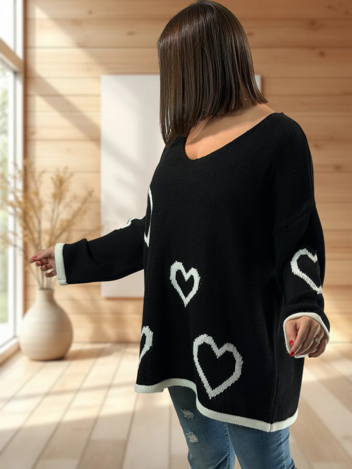 VALENTIN - PULL OVERSIZE NOIR JUSQU'A LA TAILLE 52/54