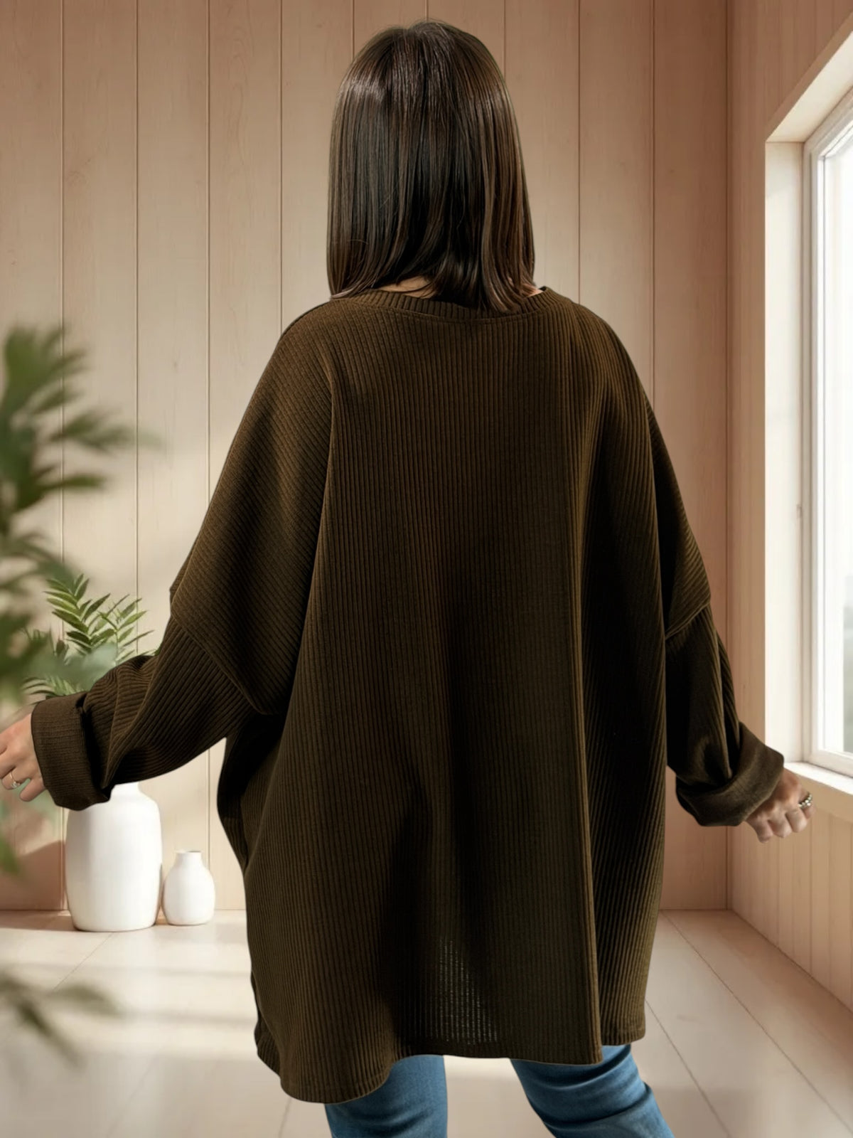 PAOLINA - TUNIQUE OVERSIZE MARRON AVEC MICKEY JUSQU'A LA TAILLE 58