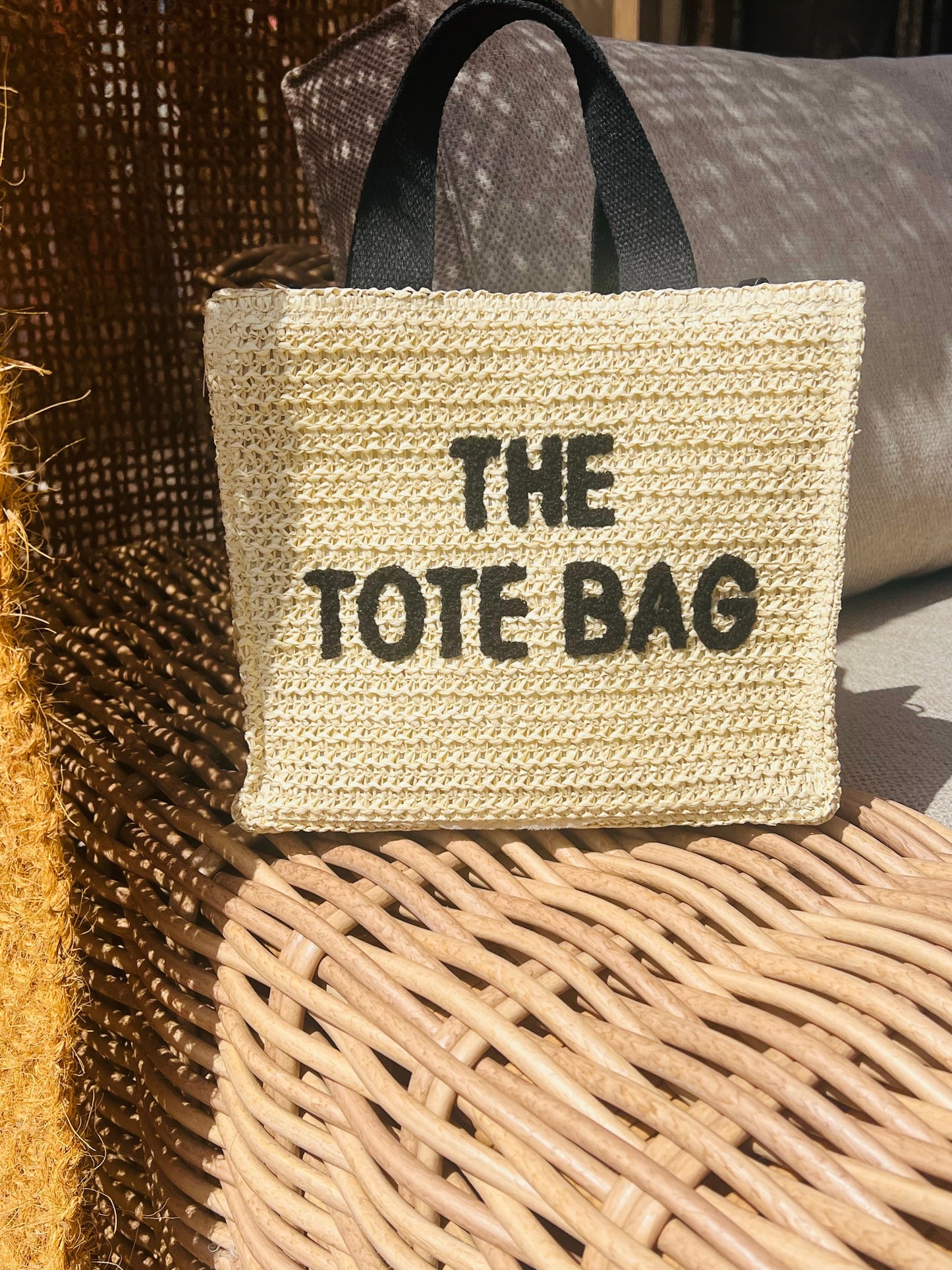 MELINA - SAC CABAS BEIGE  INSCRIPTION BRODEE TOTE BAG
