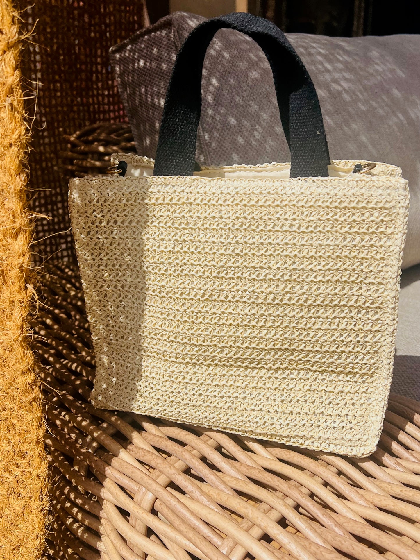 MELINA - SAC CABAS BEIGE  INSCRIPTION BRODEE TOTE BAG