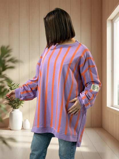 MARLO- SWEAT OVERSIZE A RAYURE JUSQU'A LA TAILLE 56