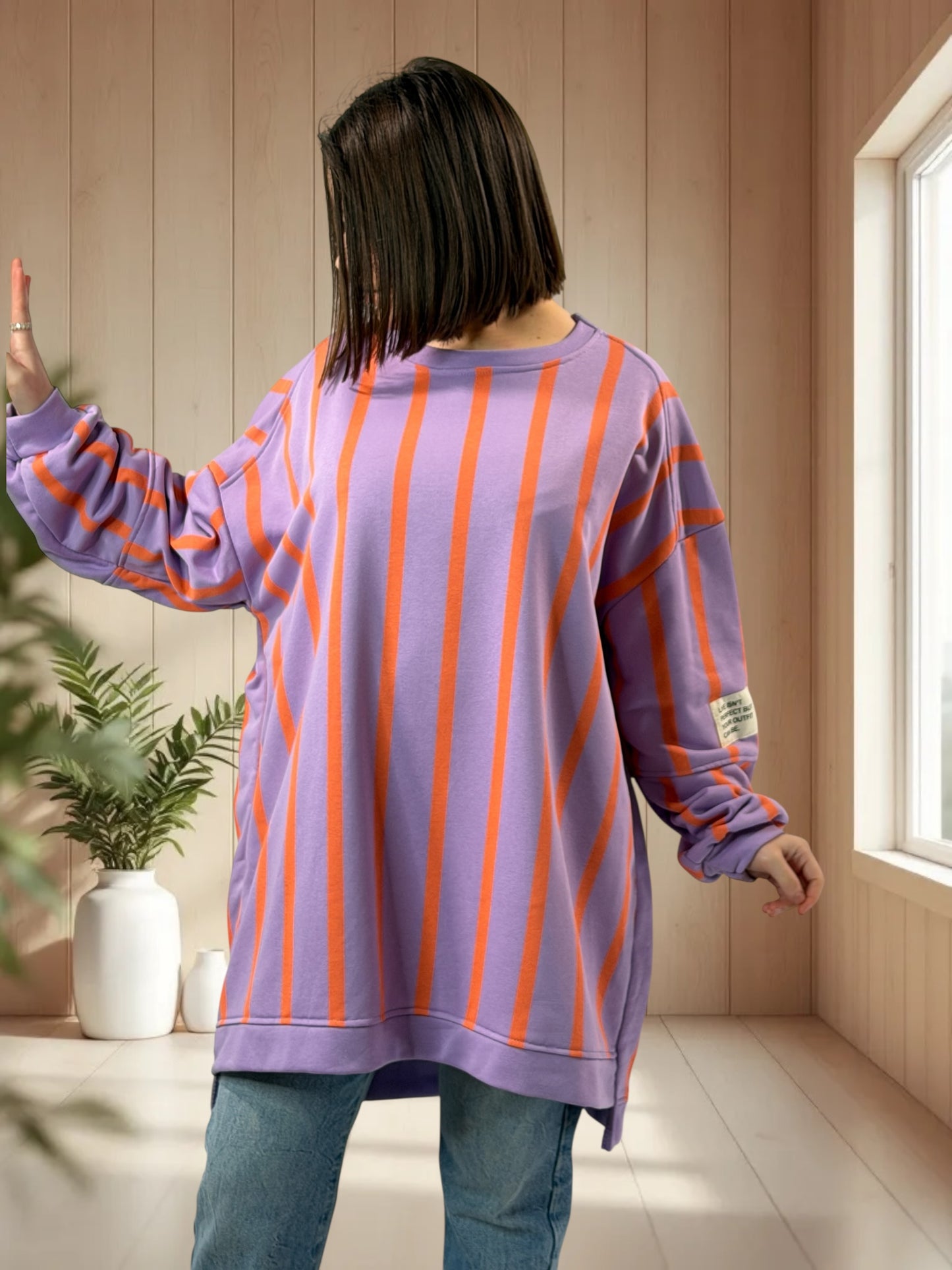 MARLO- SWEAT OVERSIZE A RAYURE JUSQU'A LA TAILLE 56