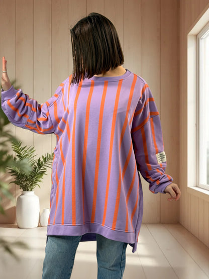 MARLO- SWEAT OVERSIZE A RAYURE JUSQU'A LA TAILLE 56