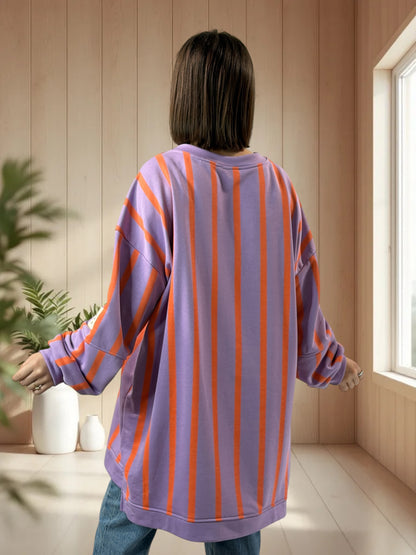 MARLO- SWEAT OVERSIZE A RAYURE JUSQU'A LA TAILLE 56
