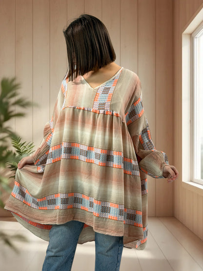 BIANCA  - TUNIQUE BOHEME OVERSIZE JUSQU'A LA TAILLE 56