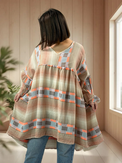 BIANCA  - TUNIQUE BOHEME OVERSIZE JUSQU'A LA TAILLE 56