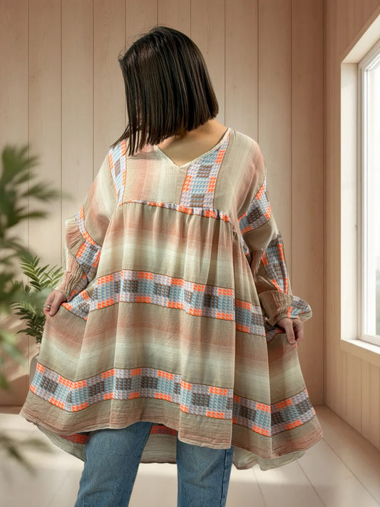 BIANCA  - TUNIQUE BOHEME OVERSIZE JUSQU'A LA TAILLE 56