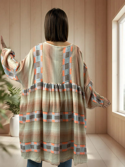 BIANCA  - TUNIQUE BOHEME OVERSIZE JUSQU'A LA TAILLE 56