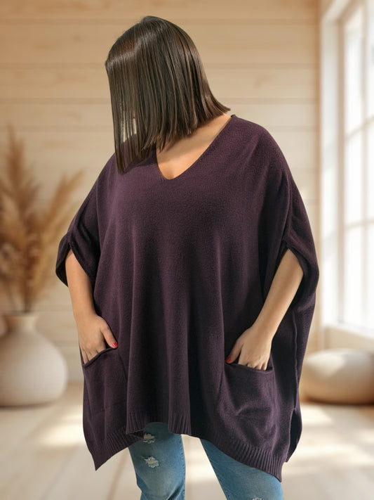 MILLO - PULL OVERSIZE RAISIN JUSQU'A LA TAILLE 60