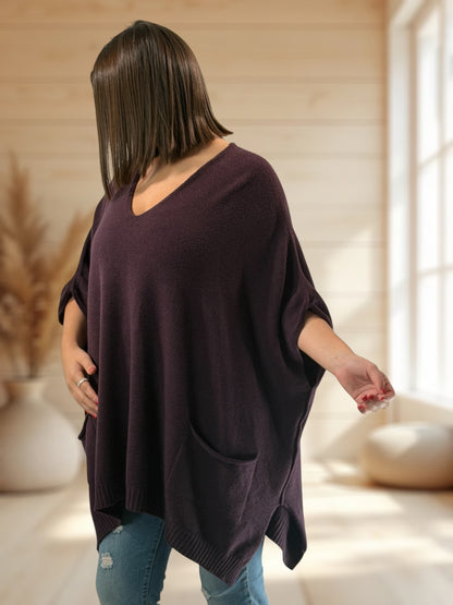 MILLO - PULL OVERSIZE RAISIN JUSQU'A LA TAILLE 60