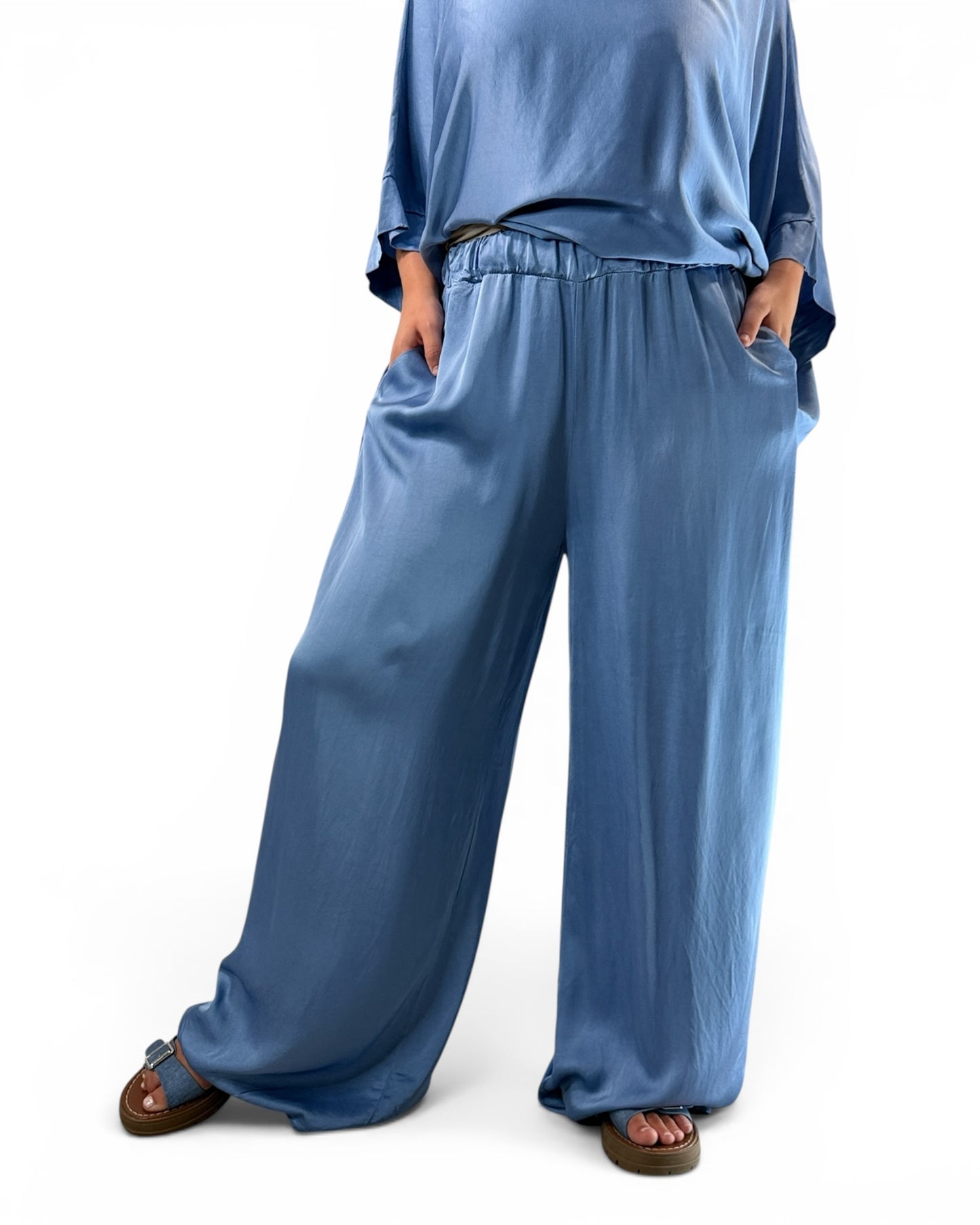 VENISE  - ENSEMBLE TUNIQUE ET PANTALON BLEU JUSQU'A LA TAILLE 52