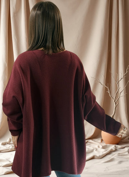 PAOLA - PULL OVERSIZE BORDEAUX JUSQU'A LA TAILLE 54/56