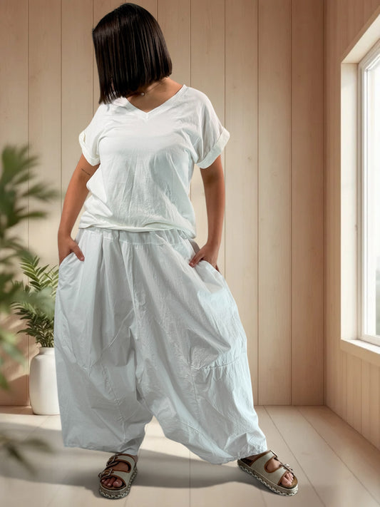 THOMAS - PANTALON SAROUEL BLANC JUSQU'A LA TAILLE 56/58
