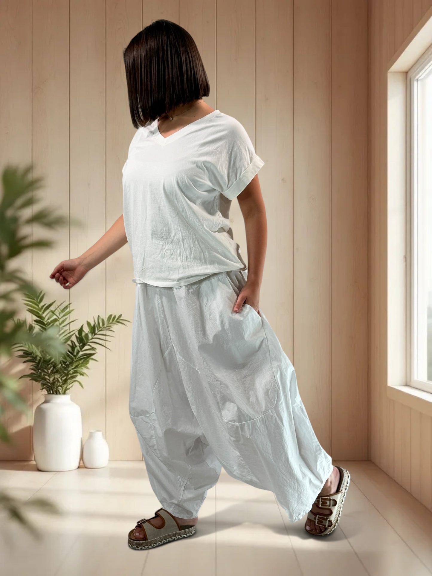 THOMAS - PANTALON SAROUEL BLANC JUSQU'A LA TAILLE 56/58