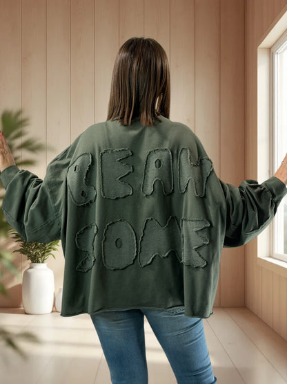 ENNIO - SWEAT OVERSIZE KAKI JUSQU'A LA TAILLE 54/56