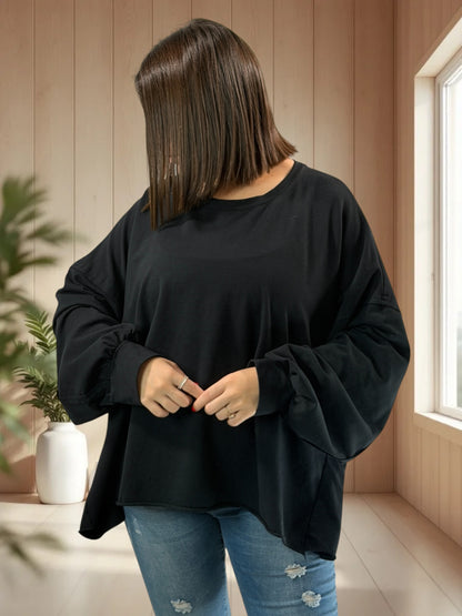 ENNIO - SWEAT OVERSIZE NOIR JUSQU'A LA TAILLE 54/56