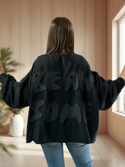 ENNIO - SWEAT OVERSIZE NOIR JUSQU'A LA TAILLE 54/56