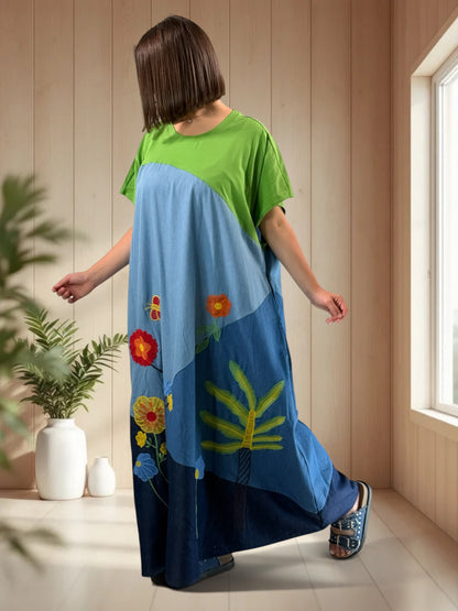 ANGELINA - ROBE LONGUE OVERSIZE BRODEE JUSQU'A LA TAILLE 60