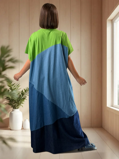 ANGELINA - ROBE LONGUE OVERSIZE BRODEE JUSQU'A LA TAILLE 60
