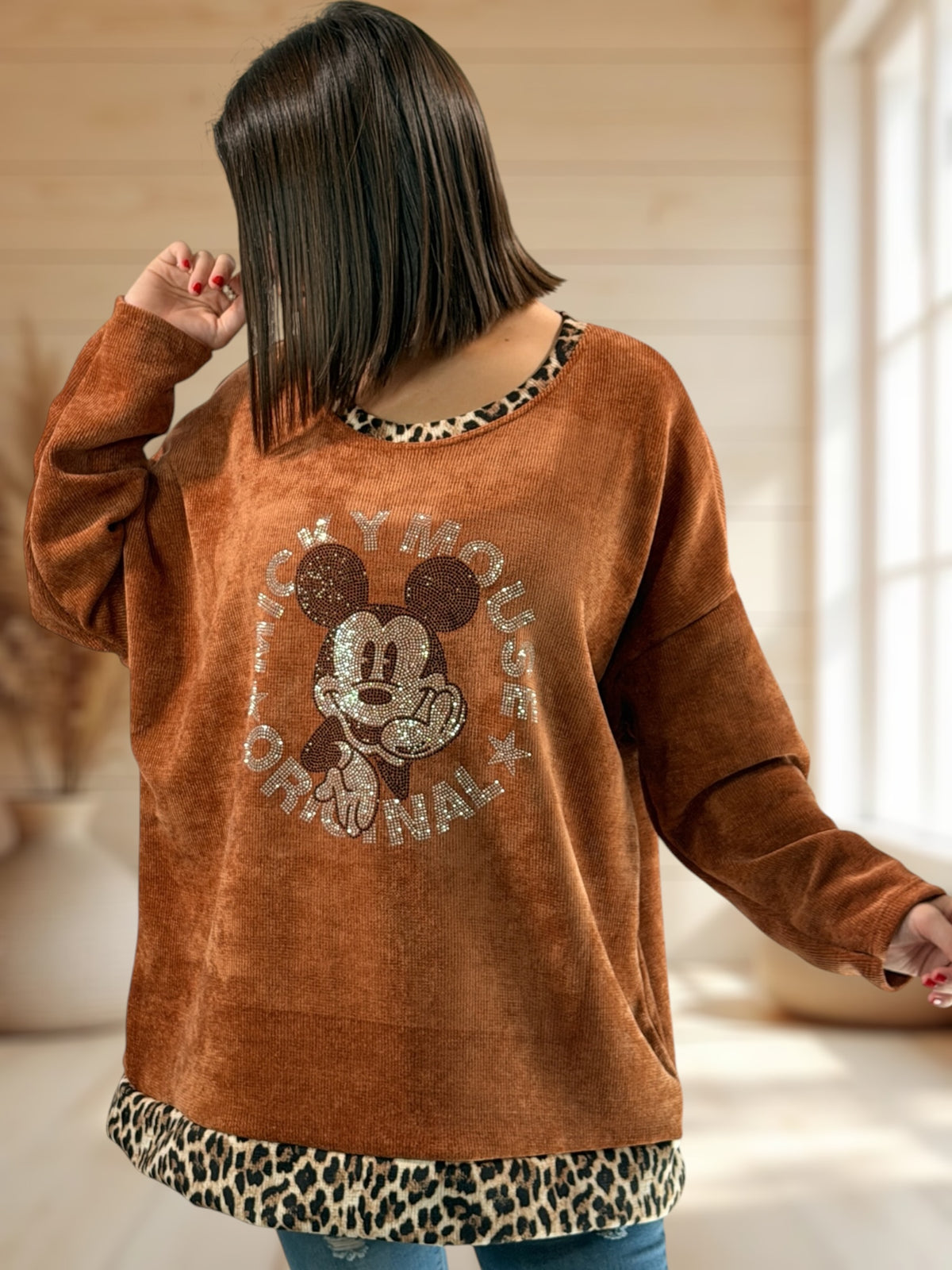 LUCKY - TUNIQUE OVERSIZE TERRACOTTA AVEC MICKEY JUSQU'A LA TAILLE 54
