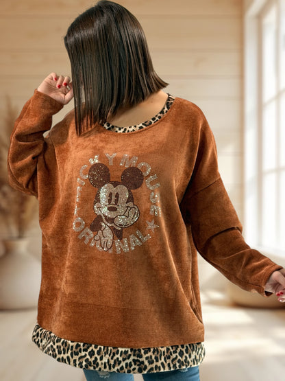 LUCKY - TUNIQUE OVERSIZE TERRACOTTA AVEC MICKEY JUSQU'A LA TAILLE 54