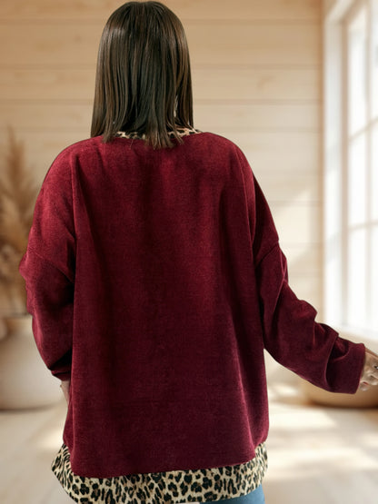 LUCKY - TUNIQUE OVERSIZE BORDEAUX AVEC MICKEY JUSQU'A LA TAILLE 54