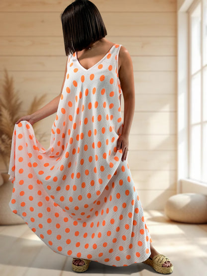 MAUDE - ROBE LONGUE POIS ORANGE JUSQU'A LA TAILLE 58/60
