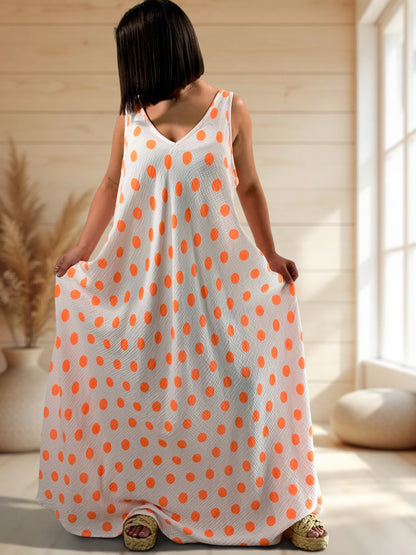 MAUDE - ROBE LONGUE POIS ORANGE JUSQU'A LA TAILLE 58/60