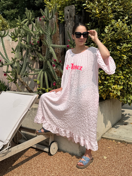 ST TROPEZ - ROBE VICHY ROSE JUSQU'A LA TAILLE 52
