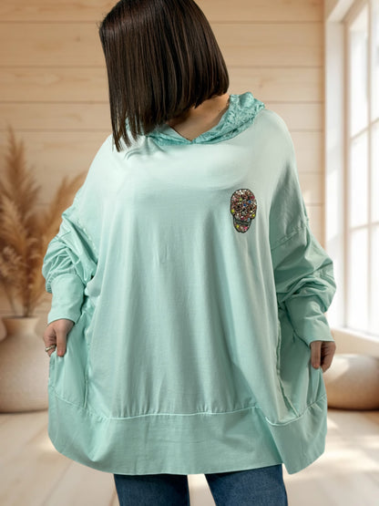 CARACAS - TEE-SHIRT LAGON OVERSIZE CAPUCHE EN DENTELLE JUSQU'A LA TAILLE 58