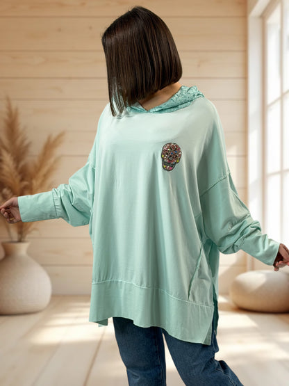 CARACAS - TEE-SHIRT LAGON OVERSIZE CAPUCHE EN DENTELLE JUSQU'A LA TAILLE 58