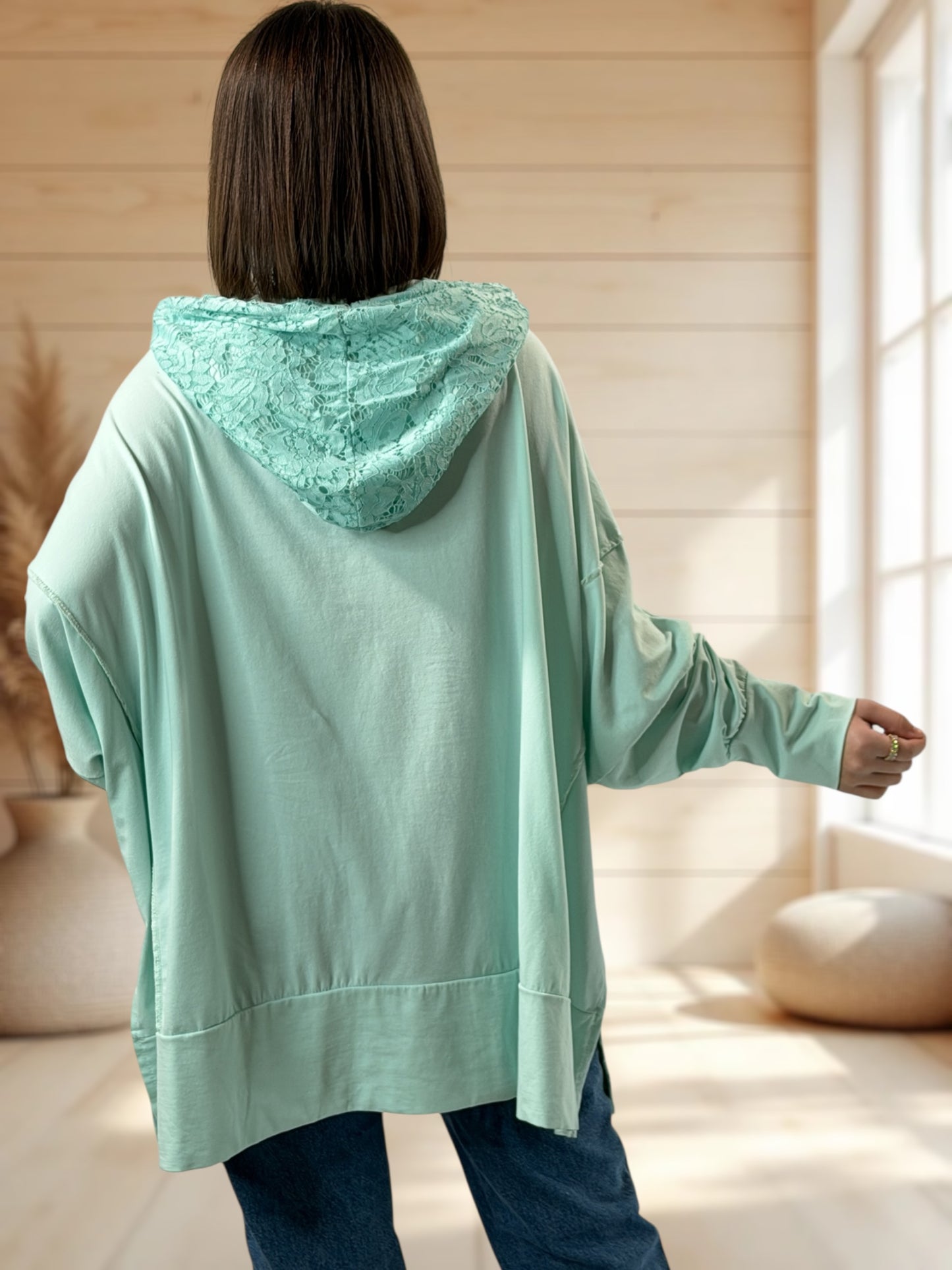 CARACAS - TEE-SHIRT LAGON OVERSIZE CAPUCHE EN DENTELLE JUSQU'A LA TAILLE 58