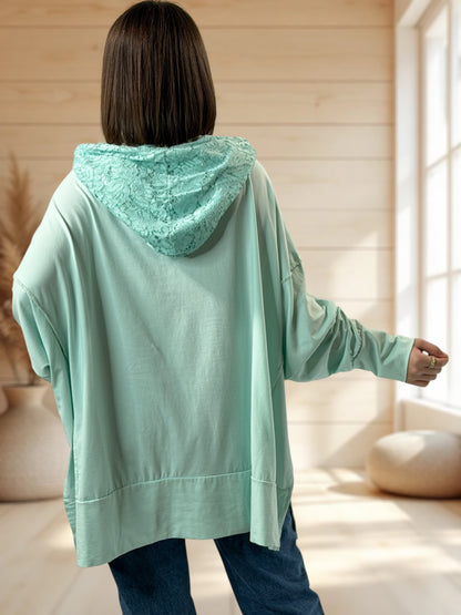 CARACAS - TEE-SHIRT LAGON OVERSIZE CAPUCHE EN DENTELLE JUSQU'A LA TAILLE 58