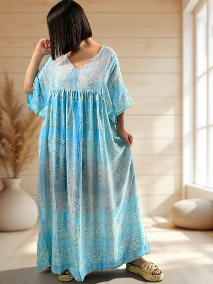 MATHILDA - ROBE LONGUE BOHEME SOIE JUSQU'A LA TAILLE 54