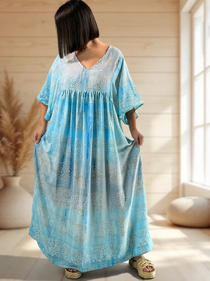 MATHILDA - ROBE LONGUE BOHEME SOIE JUSQU'A LA TAILLE 54