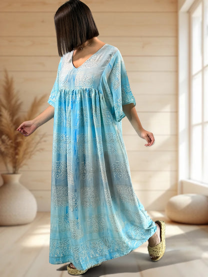 MATHILDA - ROBE LONGUE BOHEME SOIE JUSQU'A LA TAILLE 54