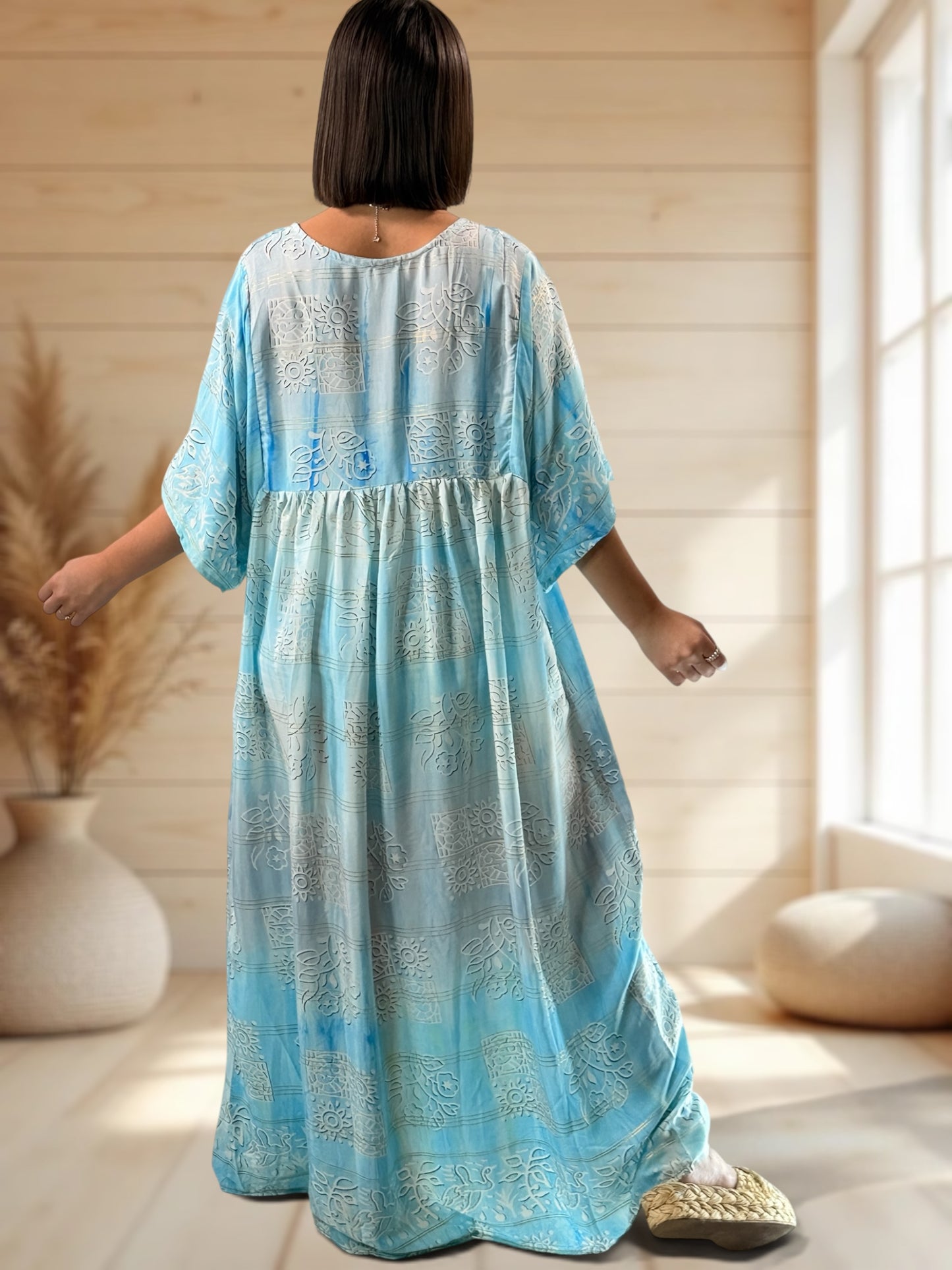 MATHILDA - ROBE LONGUE BOHEME SOIE JUSQU'A LA TAILLE 54