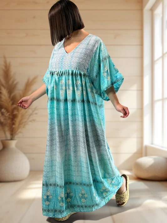 MATHILDA - ROBE LONGUE BOHEME SOIE JUSQU'A LA TAILLE 54