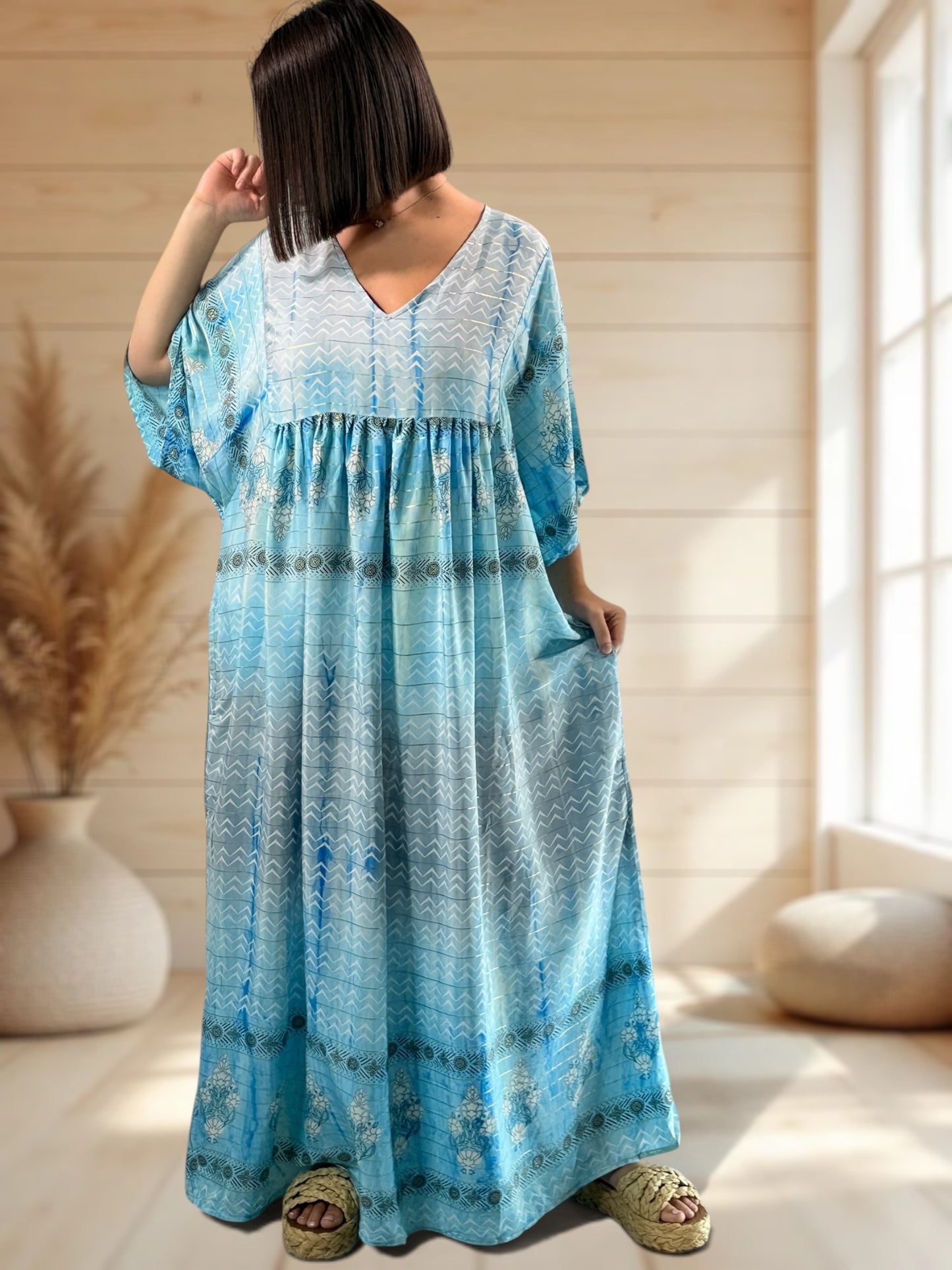 MATHILDA - ROBE LONGUE BOHEME SOIE JUSQU'A LA TAILLE 54