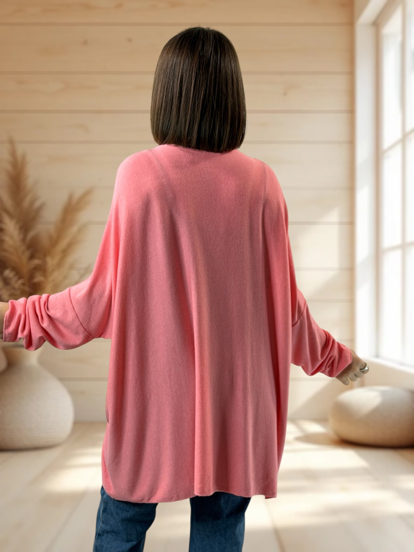 CAPRIO - PULL ROSE EN MAILLE FLUIDE JUSQU'A LA TAILLE 54