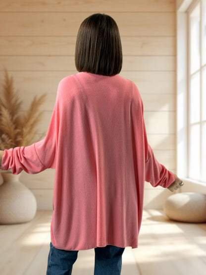 CAPRIO - PULL ROSE EN MAILLE FLUIDE JUSQU'A LA TAILLE 54