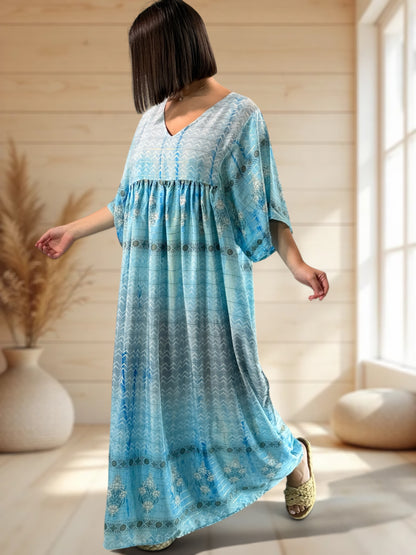 MATHILDA - ROBE LONGUE BOHEME SOIE JUSQU'A LA TAILLE 54