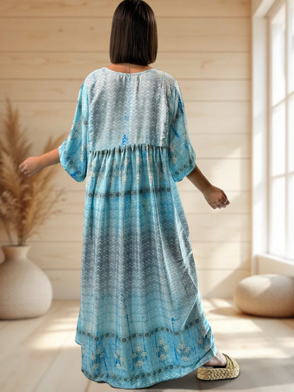 MATHILDA - ROBE LONGUE BOHEME SOIE JUSQU'A LA TAILLE 54