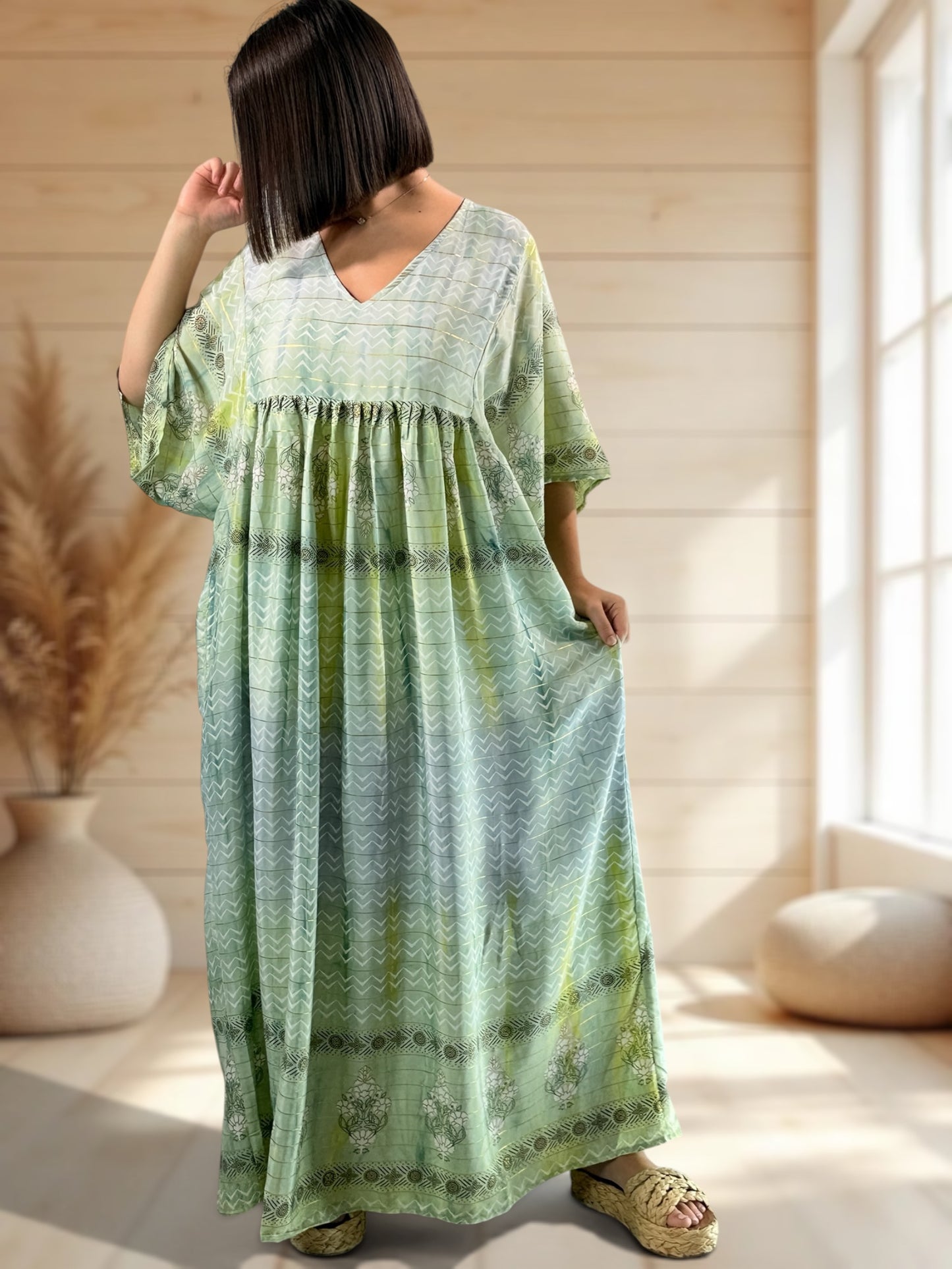 MATHILDA - ROBE LONGUE BOHEME SOIE JUSQU'A LA TAILLE 54