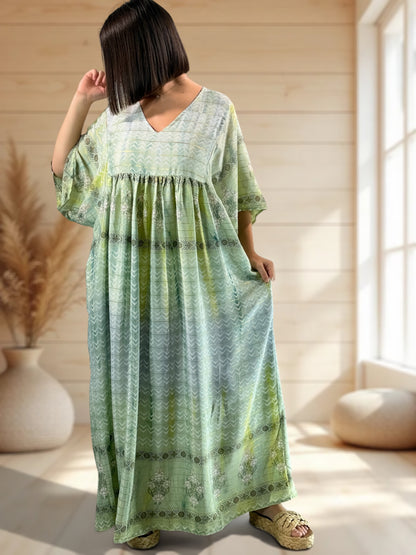 MATHILDA - ROBE LONGUE BOHEME SOIE JUSQU'A LA TAILLE 54