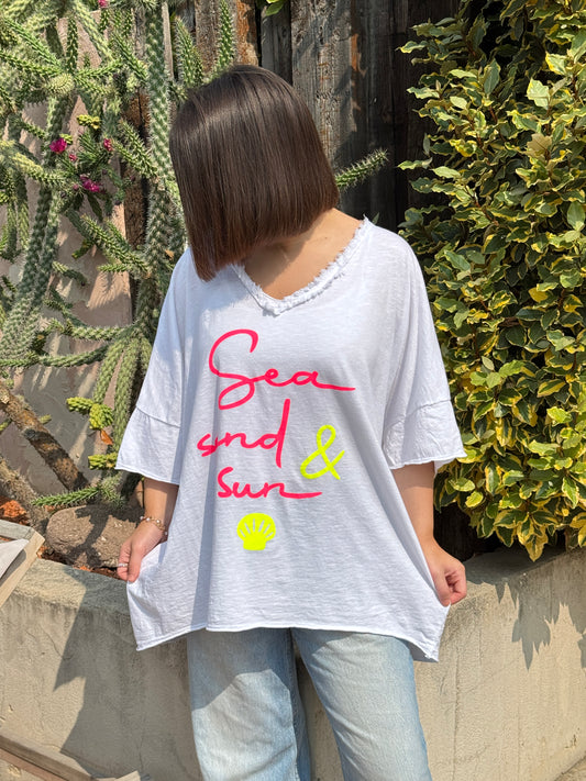 UGO - T-SHIRT OVERSIZE BLANC A MOTIF JUSQU'A LA TAILLE 54