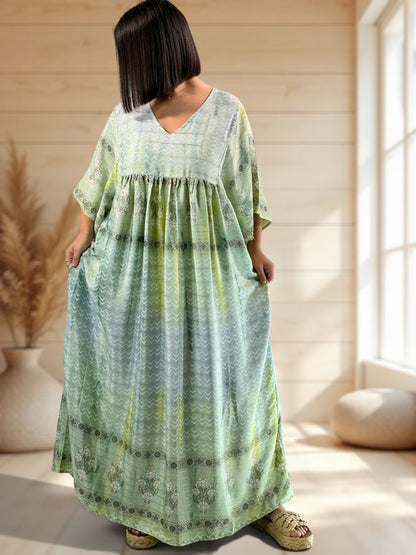 MATHILDA - ROBE LONGUE BOHEME SOIE JUSQU'A LA TAILLE 54