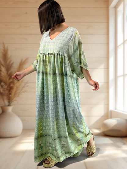 MATHILDA - ROBE LONGUE BOHEME SOIE JUSQU'A LA TAILLE 54
