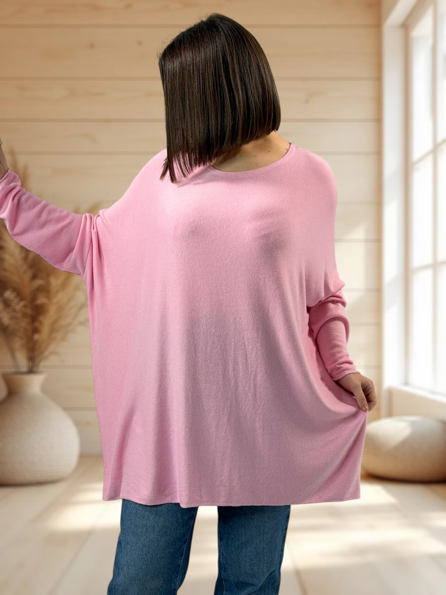 CAPRIO - PULL ROSE EN MAILLE FLUIDE JUSQU'A LA TAILLE 54